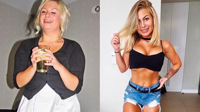 instagram influencer posts before and after photos to show effects of cutting down alcohol.