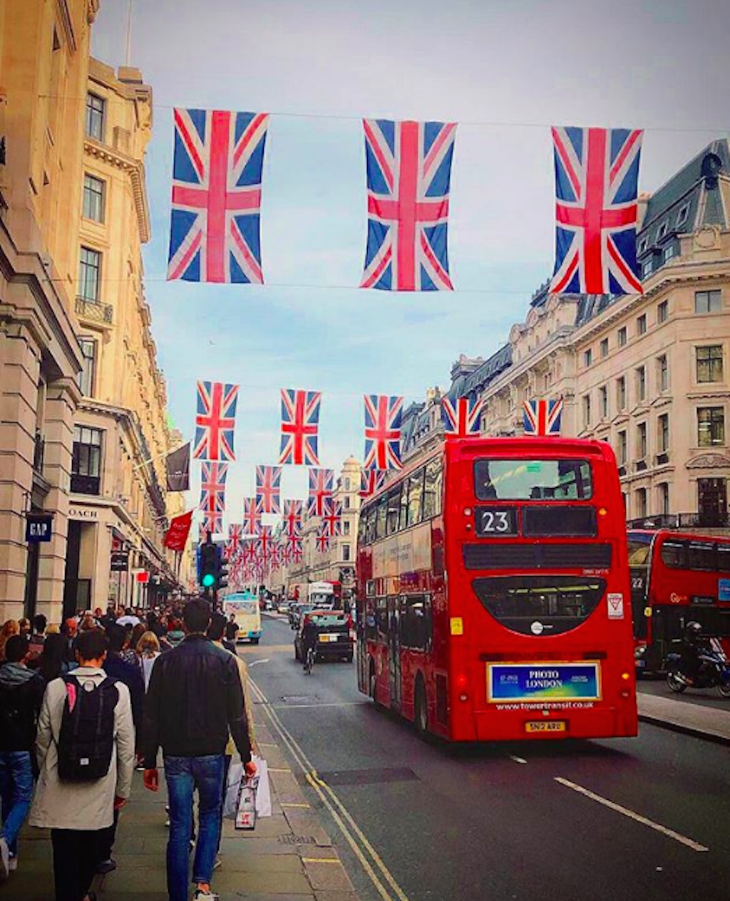 bunting in london for royal wedding.