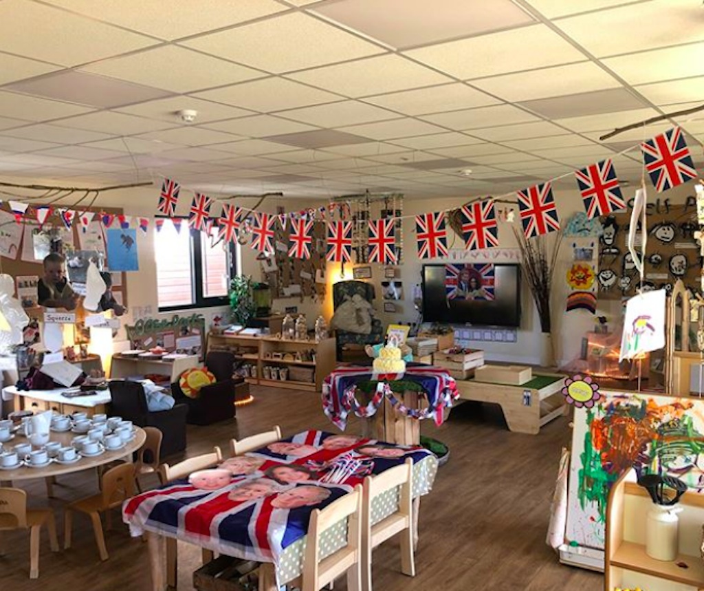 house decorated for royal wedding