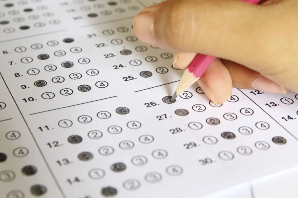 Student filling out standardized test sheet