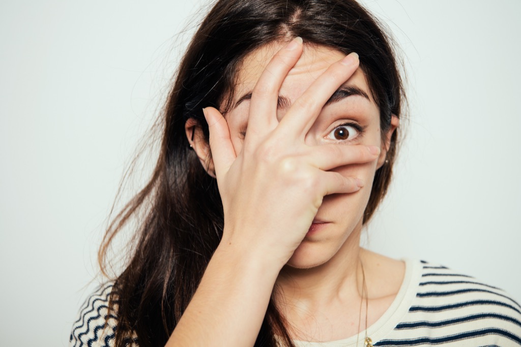 woman covering eye Embarrassing Things