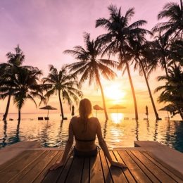 woman vacationing by pool