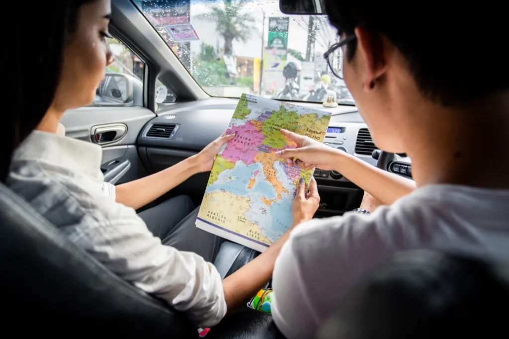 reading map in car