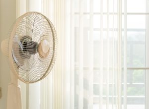 Fan blowing at the window, never use electric fan in summer