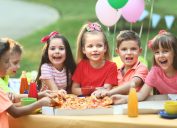 kids at a pizza party