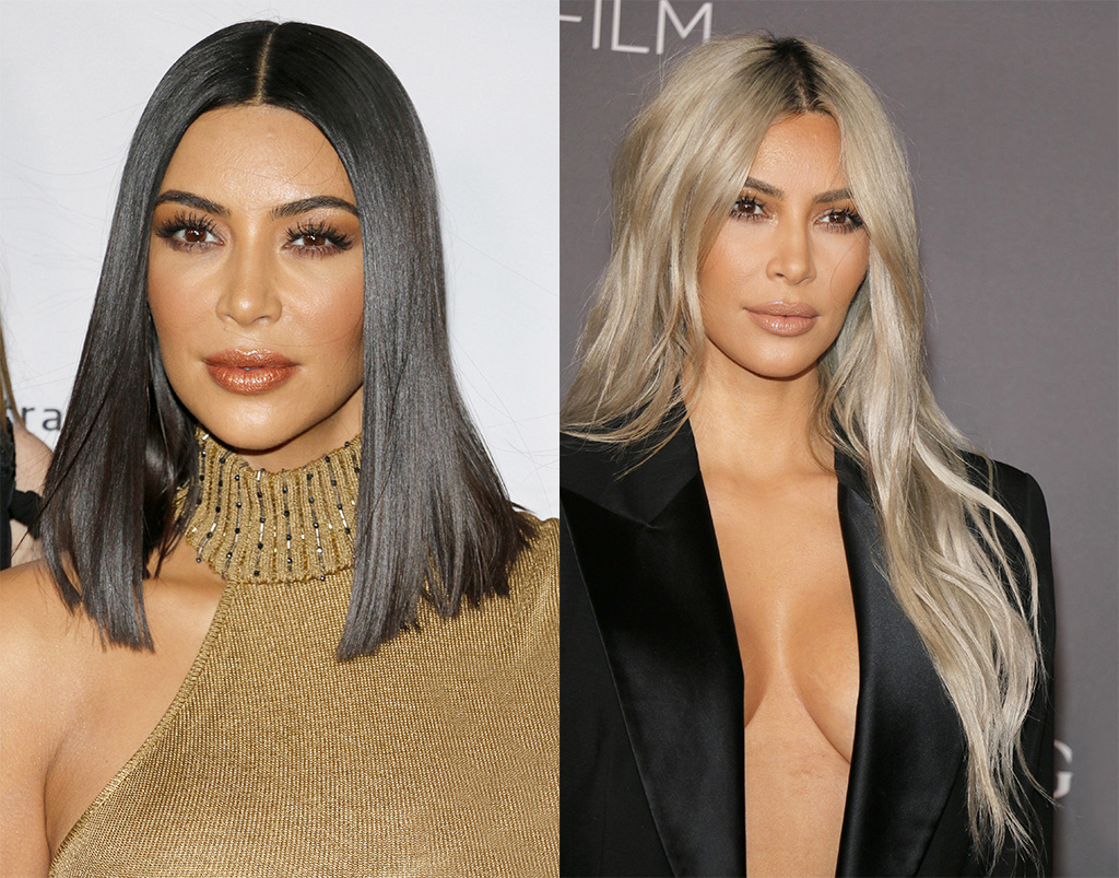 Kim Kardashian hair transformation platinum blonde