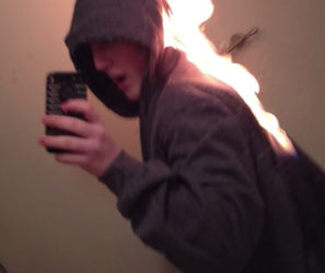 Person on Fire in Selfies