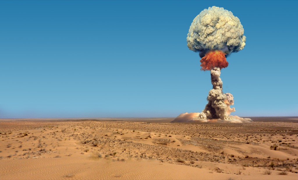 Mushroom cloud in desert