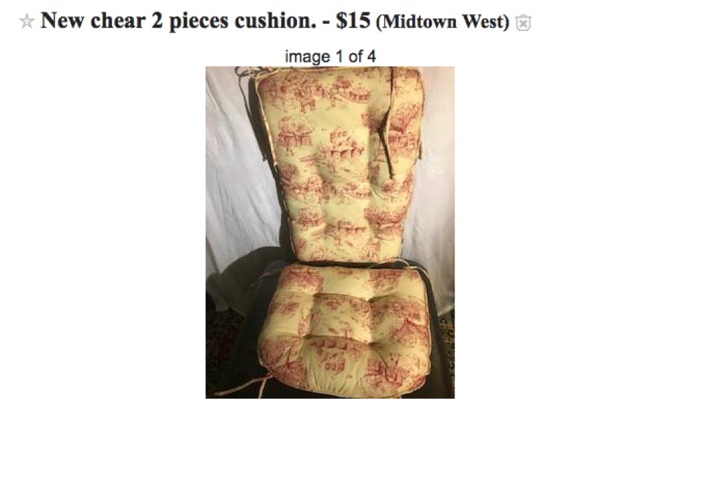 Misspelled chair on Craigslist