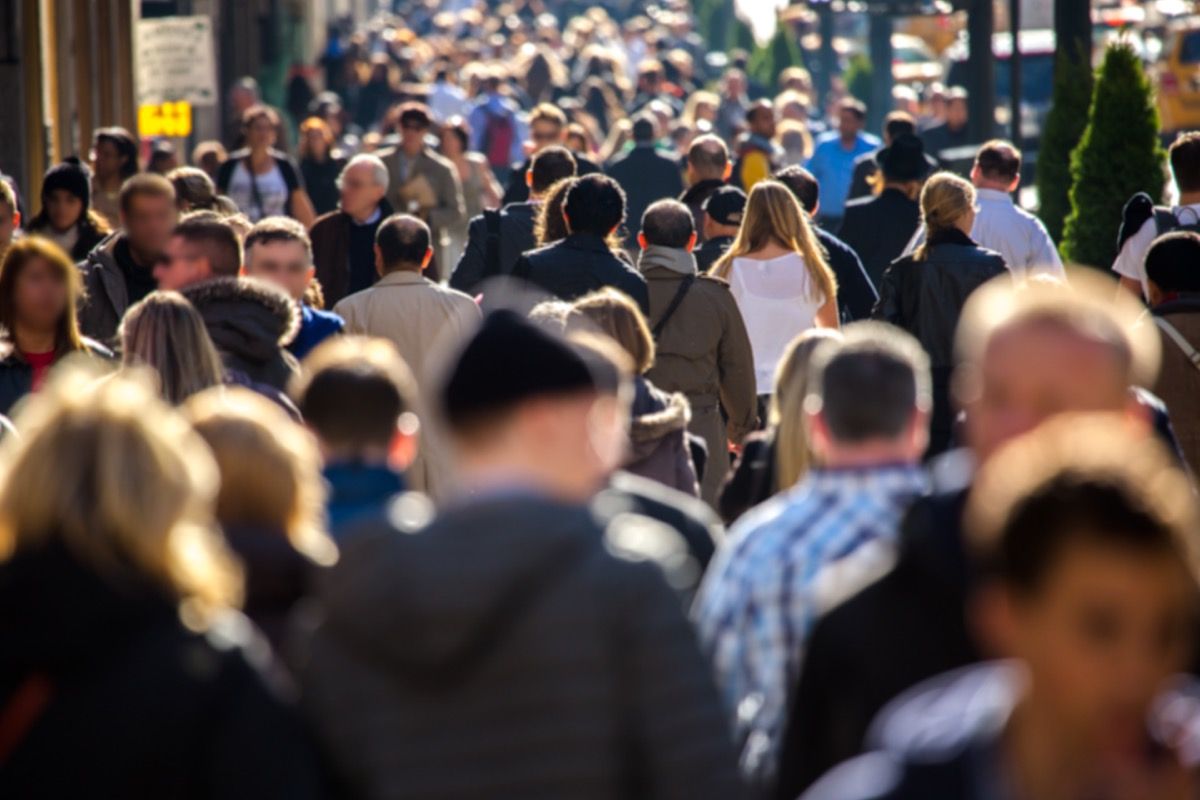 a crowded sidewalk