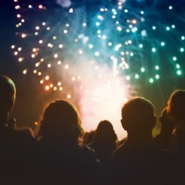 a crowd of people gathered to watch july 4th independence day fireworks