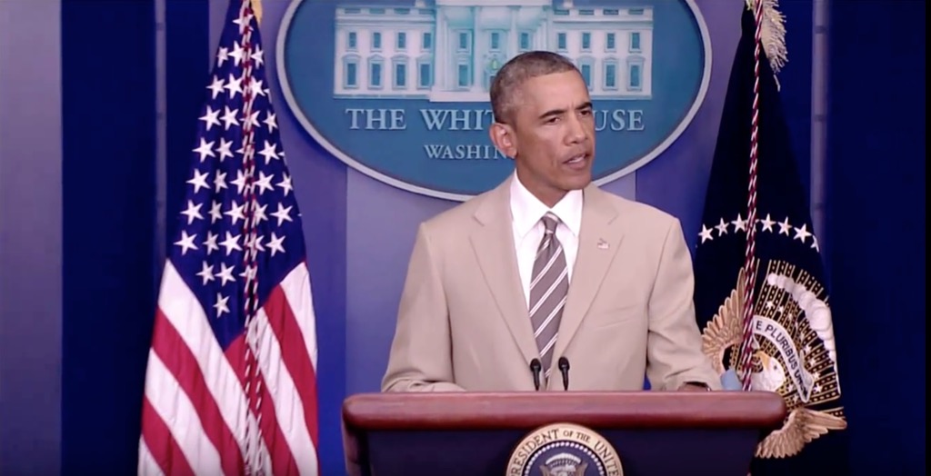 Barack Obama tan suit