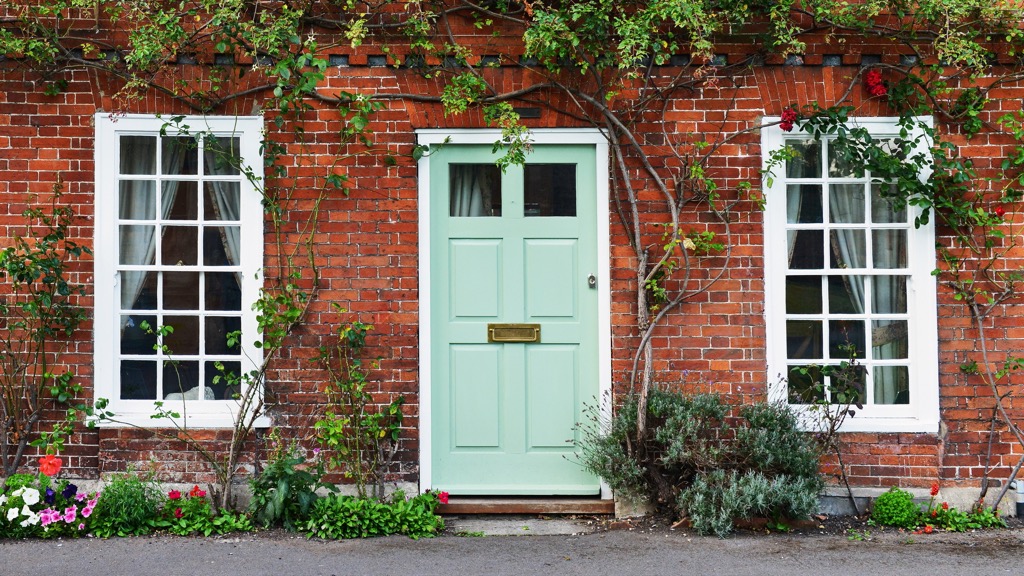 blue front door, home renovation cost
