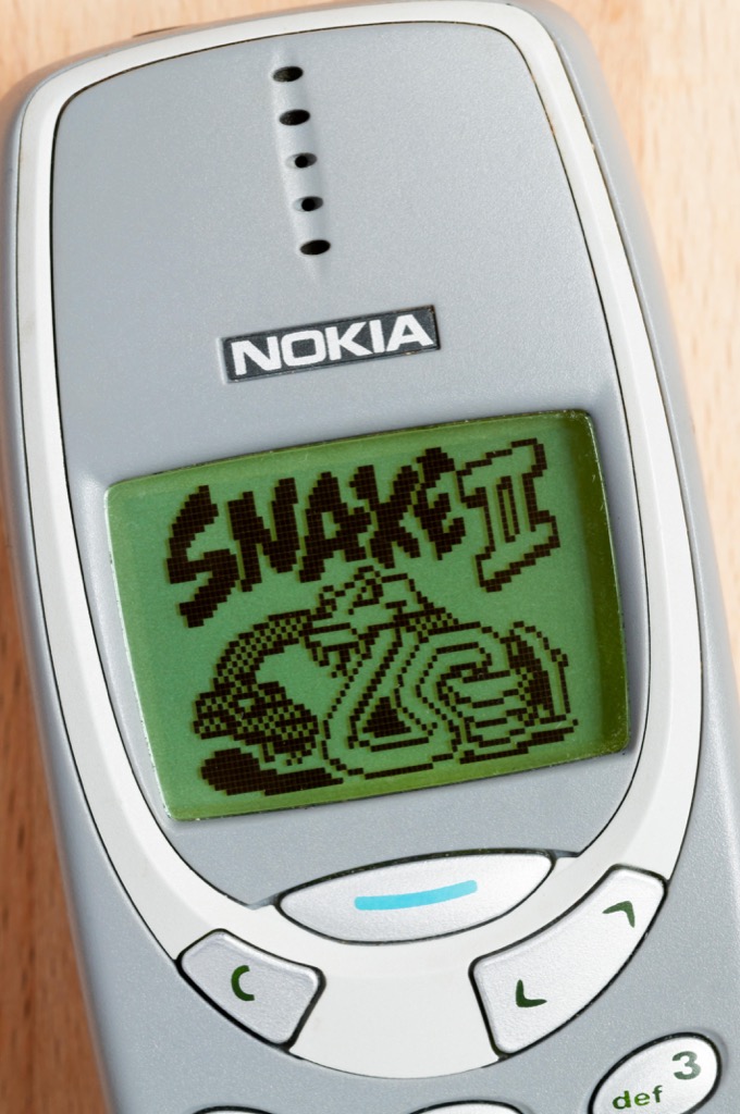 Nokia phone with Snake video game, 20th century nostalgia