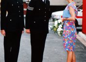 Princess Diana talking to officers