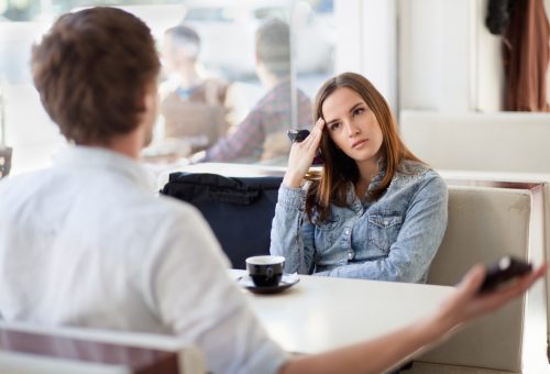 Couple arguing in a cafe, parent divorce