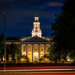 harvard university at night