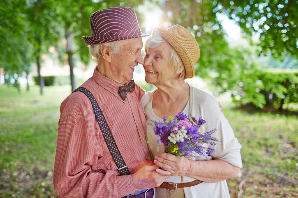 old couple flowers