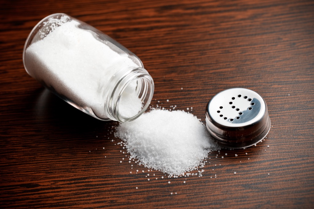 Spilled salt from a saltshaker