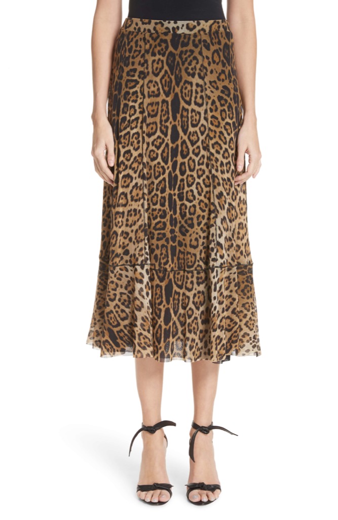 leopard print midi skirt