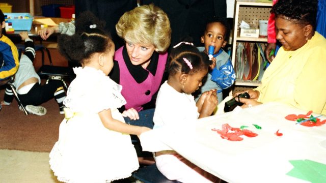 Princess Diana with schoolkids in New York