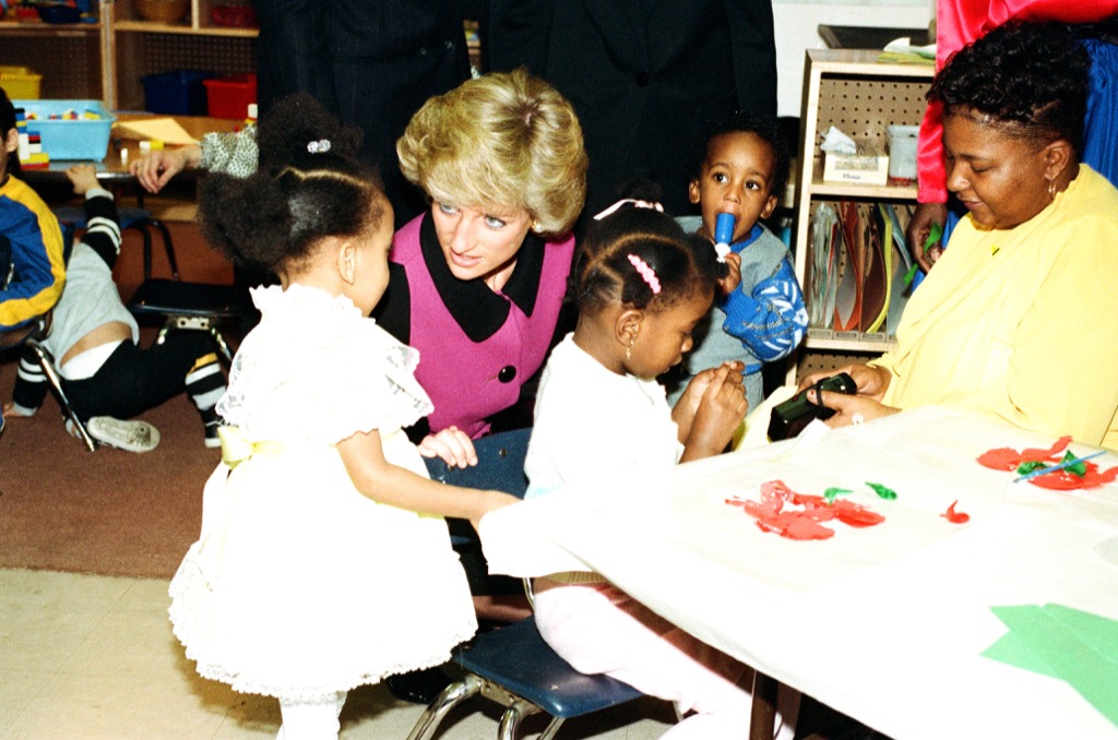 Princess Diana with schoolkids in New York