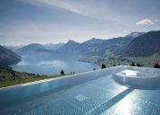 infinity pool overlooking the alps