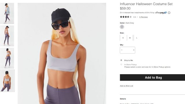 urban outfitters influencer halloween costume