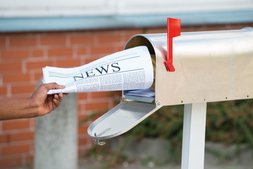 newspaper in mailbox