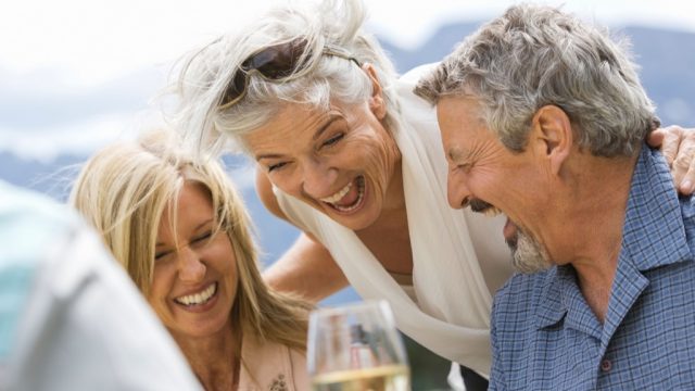 older people hanging out, relationship white lies