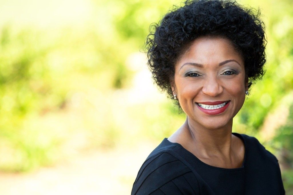 older woman smiling