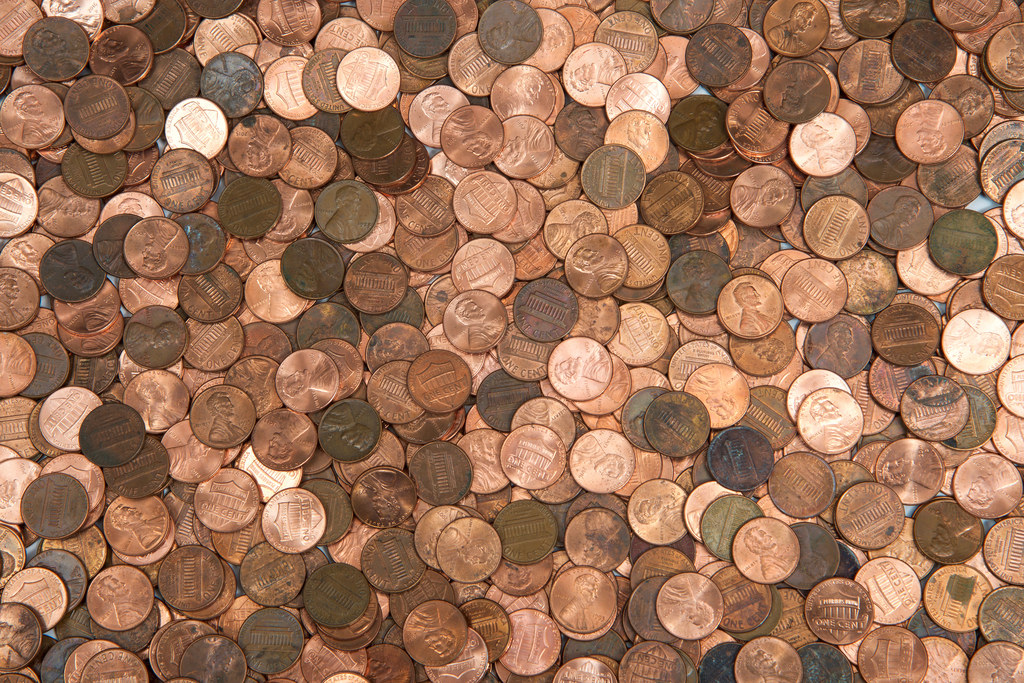 Pile of pennies. 