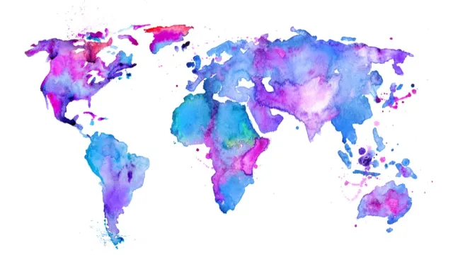 watercolor map of the world