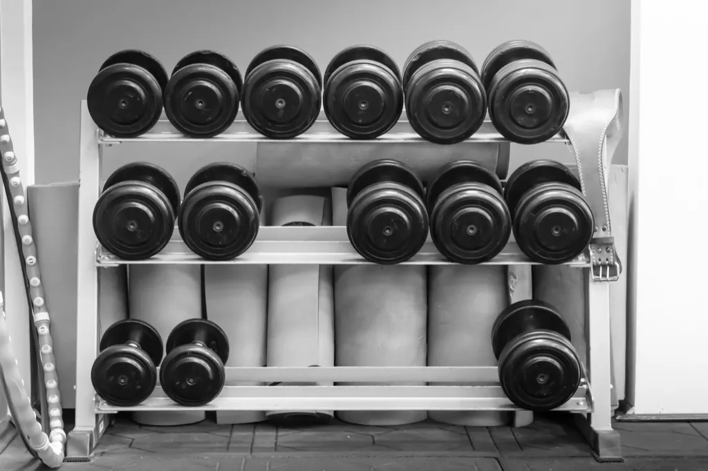 weights on a rack