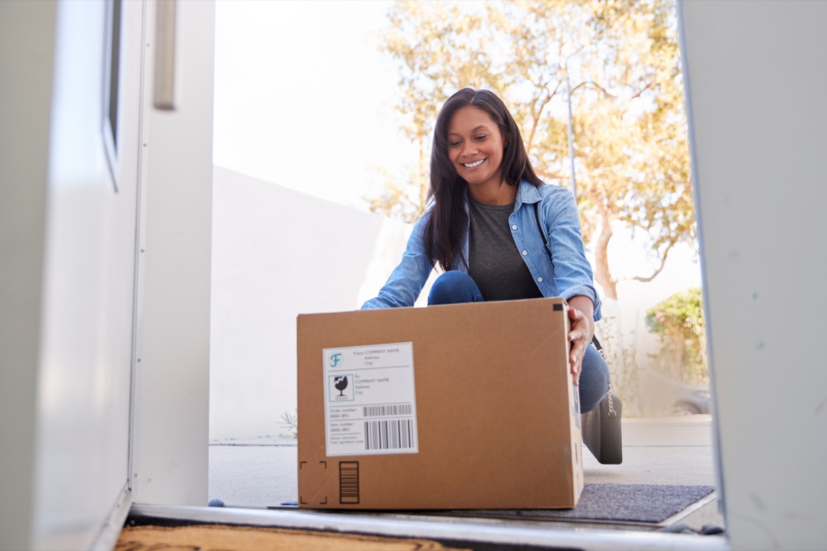 woman receiving packages at her front door, walmart employee secrets