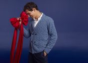 brooks brothers light blue double breasted cable knit cardigan is one of the best last-minute gifts for dad