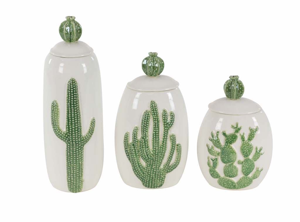 ceramic jars with cactus motif