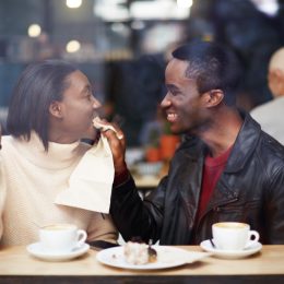 couple on a romantic date in a coffee shop
