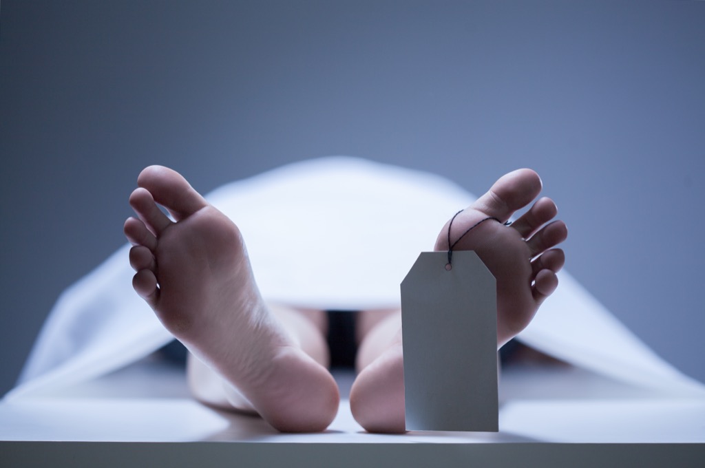 dead body with toe tag, skin cancer facts