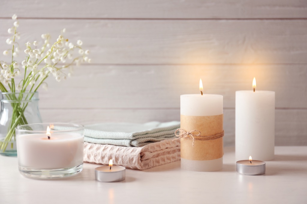 candles and decorative towels