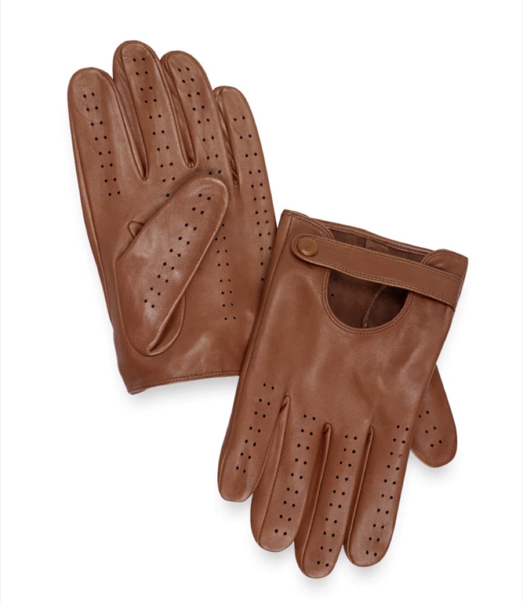 brown driving gloves