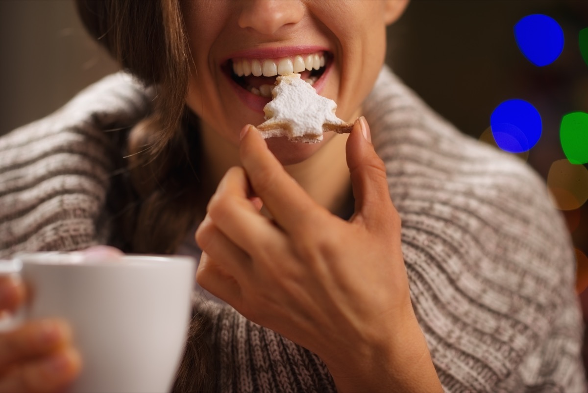 woman eating cookie, relationship white lies