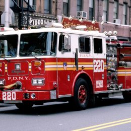 Fire truck in Brooklyn, used to explain why fire trucks are red