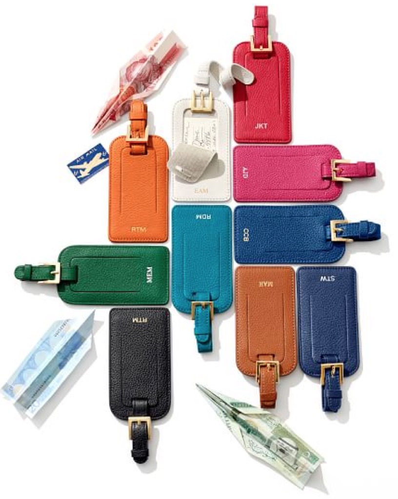 colorful leather luggage tags