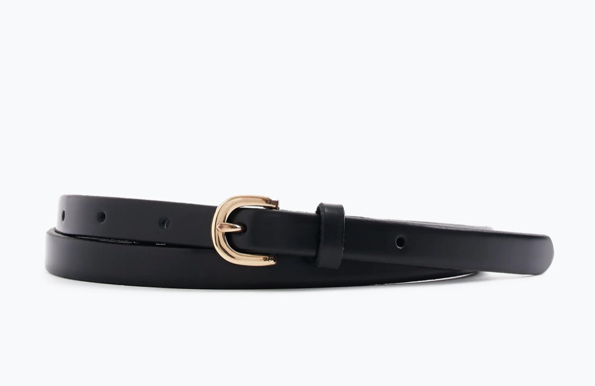 thin black leather belt
