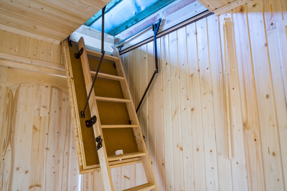 wooden ladder to the attic