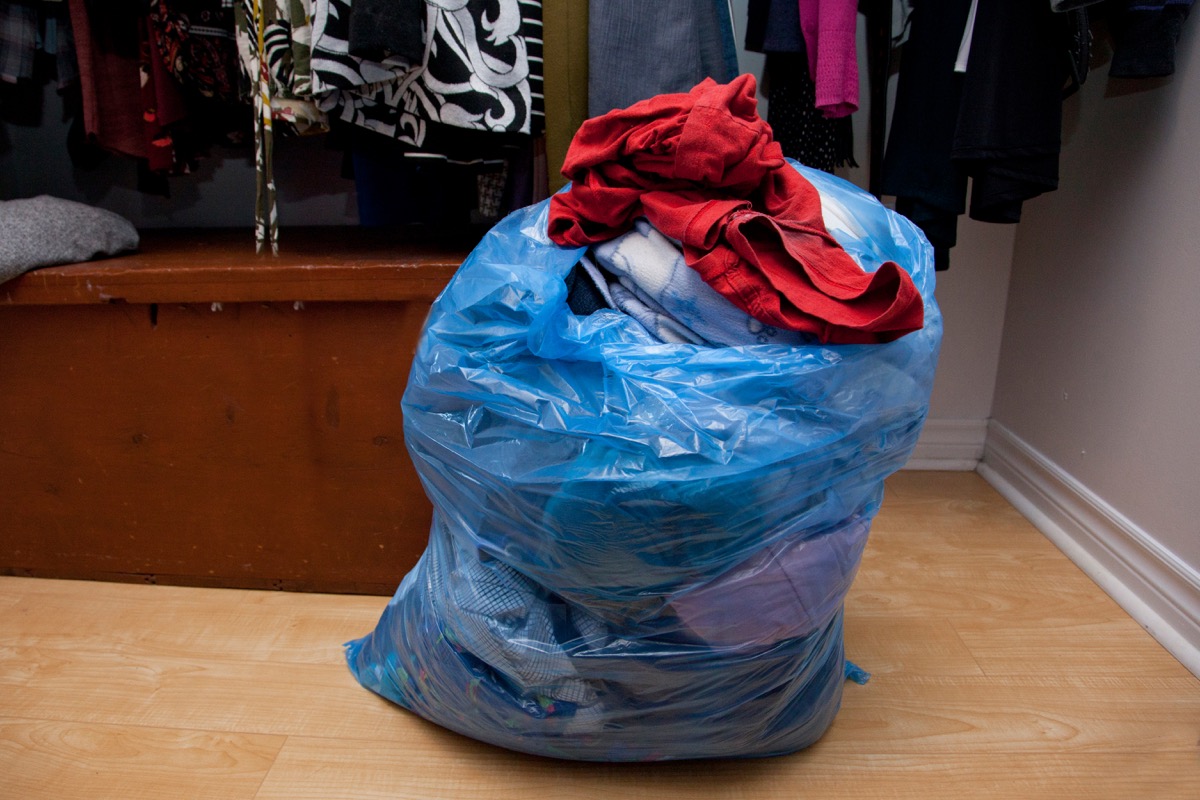 Garbage bag of clothes