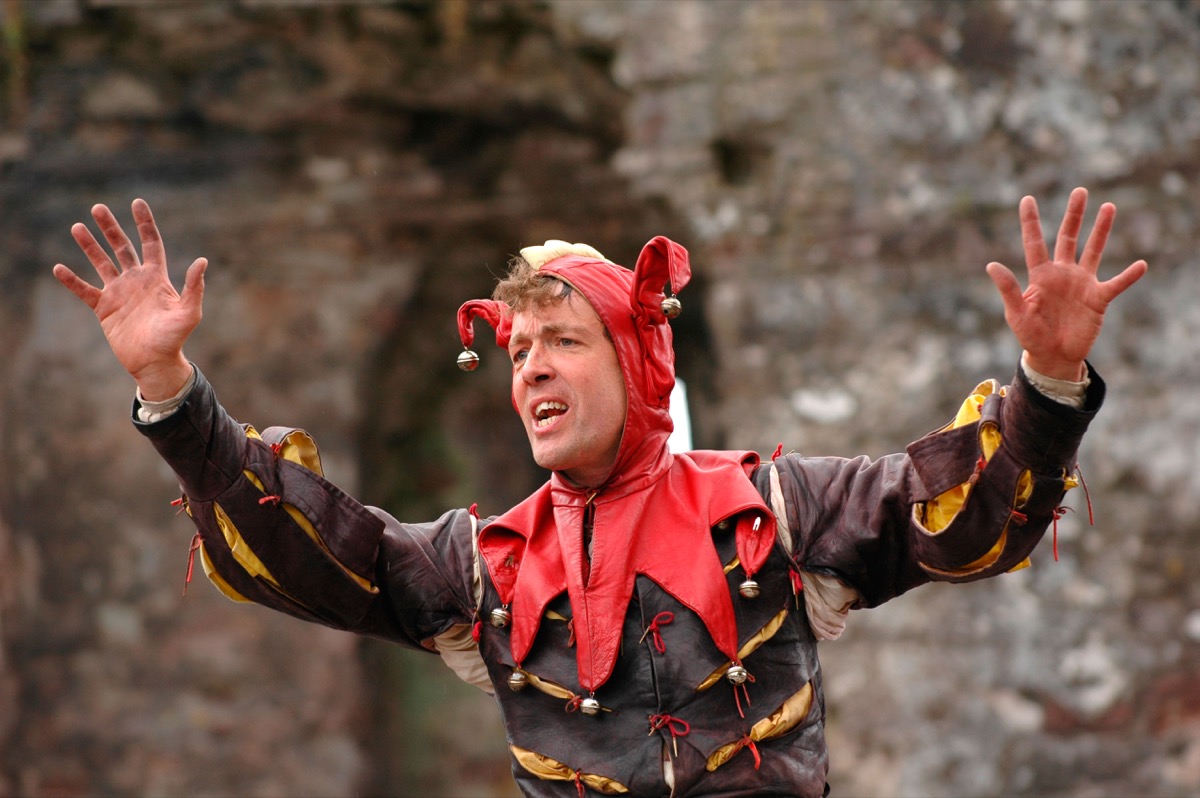 Court jester performing at a Medieval festival