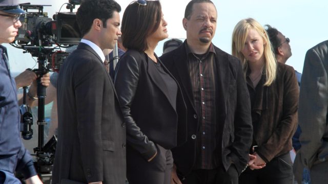 Ice-T and cast on set of Law and Order SVU