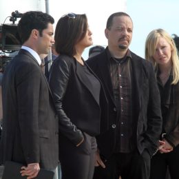 Ice-T and cast on set of Law and Order SVU